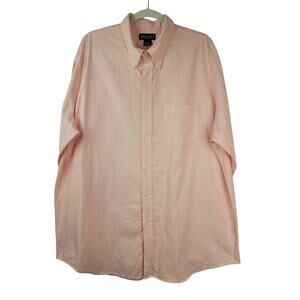 Lands End Men's Long Sleeve Cotton Peach Button Up Shirt Size XL 17-17.5